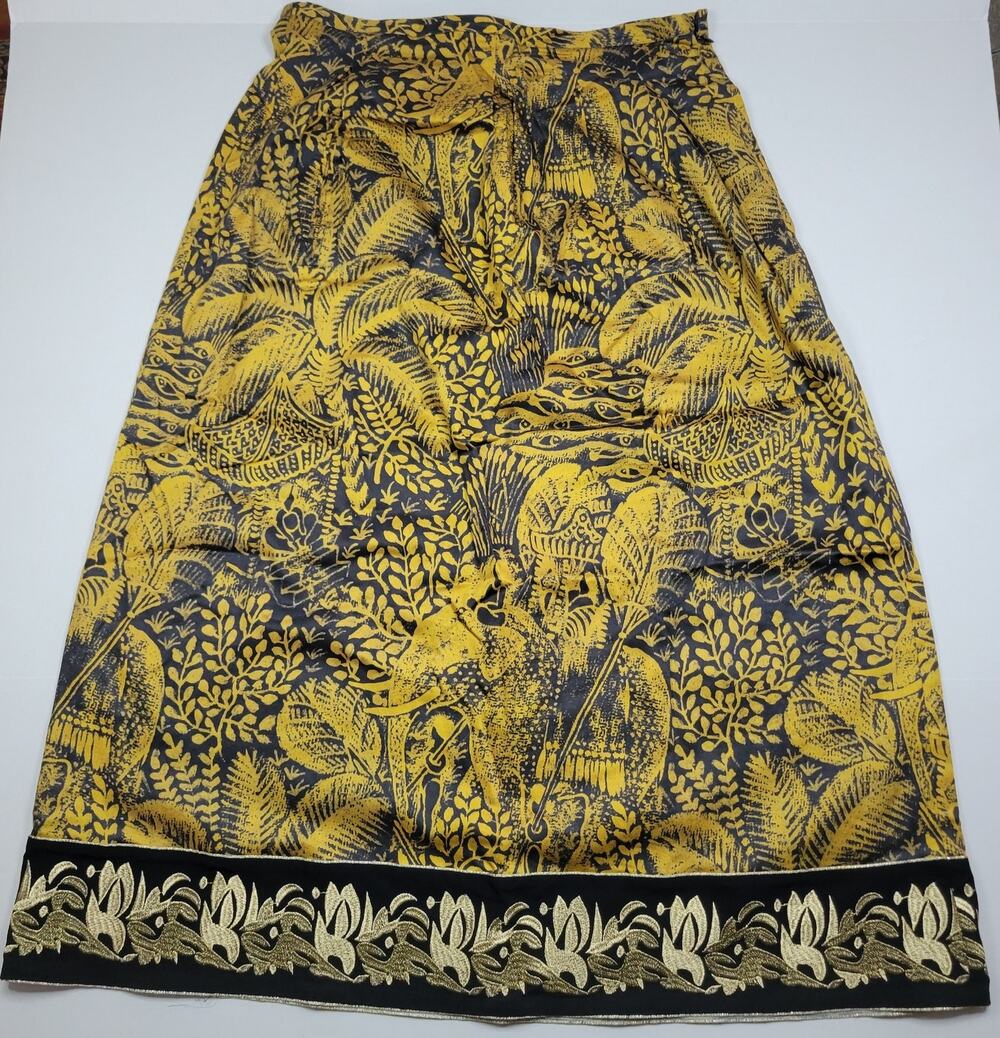 Soft Surroundings MP Maxi Skirt Sultana Embroidered Hem Gold Black Floral A Line